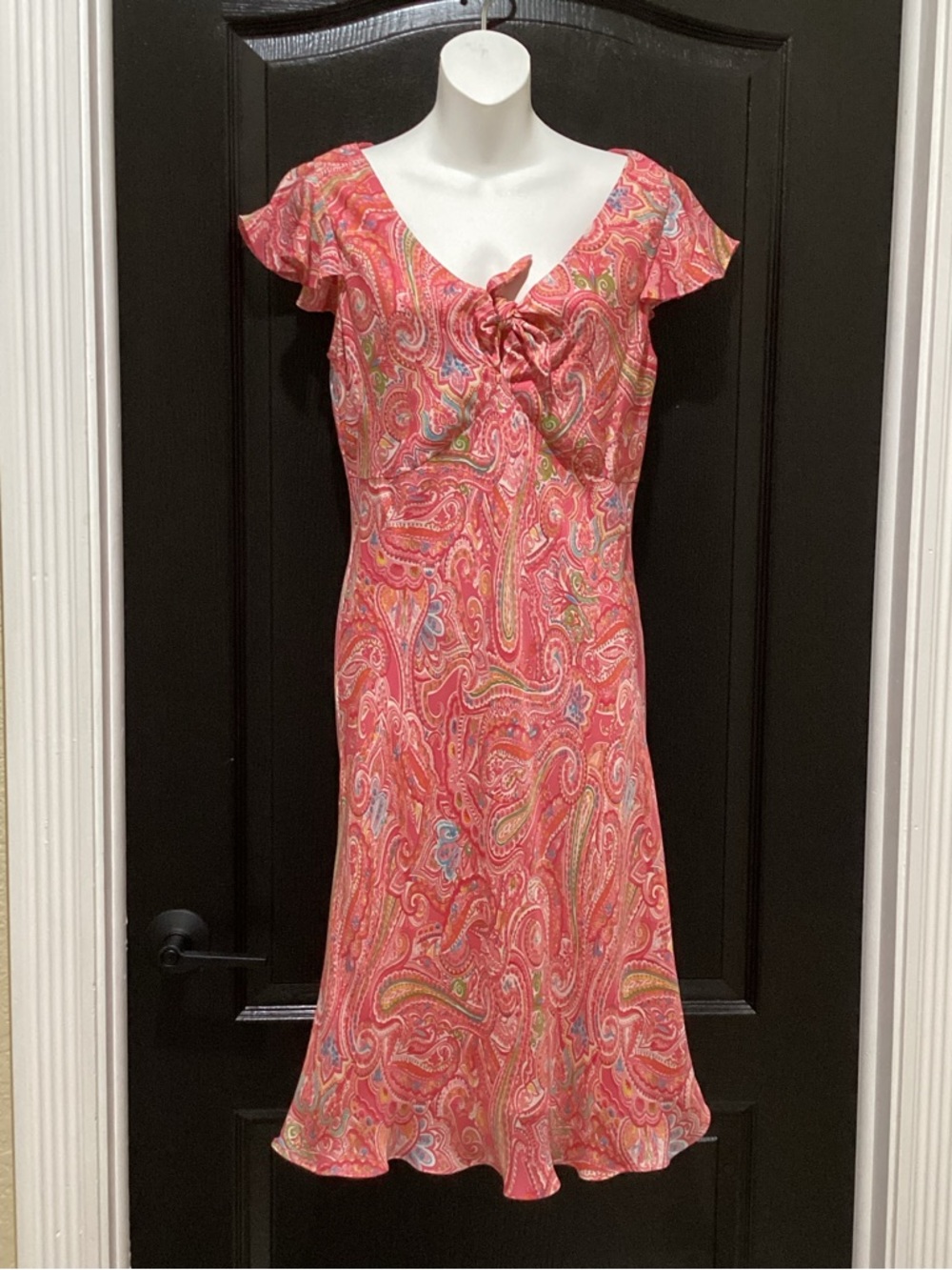 Jones New York Signature Pink Paisley Tie-Front Summer Dress